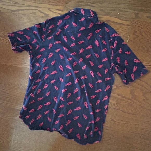 Lobster All Over Print Knit Button Down Shirt Size Medium Beach Ocean Vacation - Picture 9 of 12